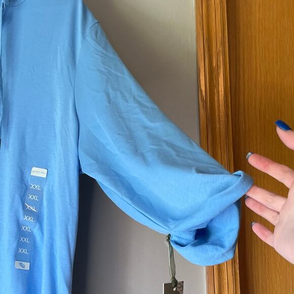 NWT! Green Tea Blue Half Sleeve Sweatshirt Size XXL - Picture 8 of 16